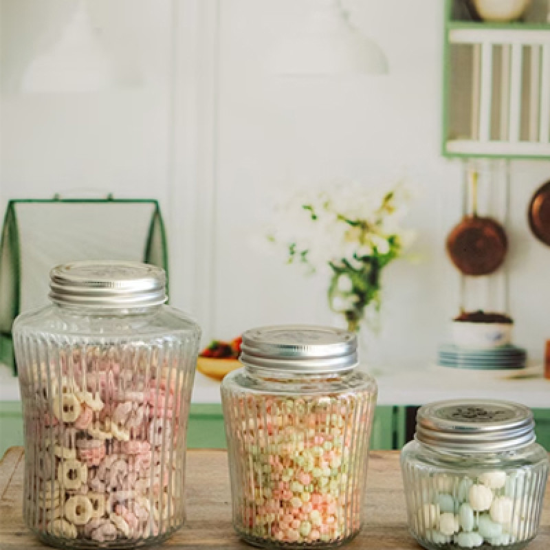 Set Of 4 Transparent Glass Storage Jar Kitchen Storage