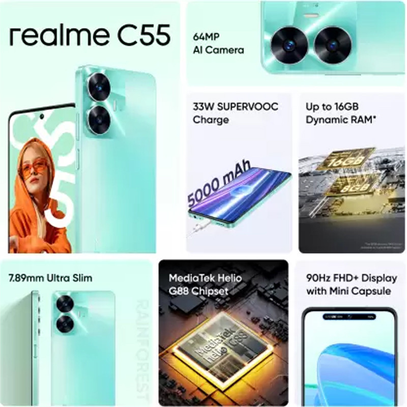 realme C55 (Rainforest, 128 GB)  (8 GB RAM)