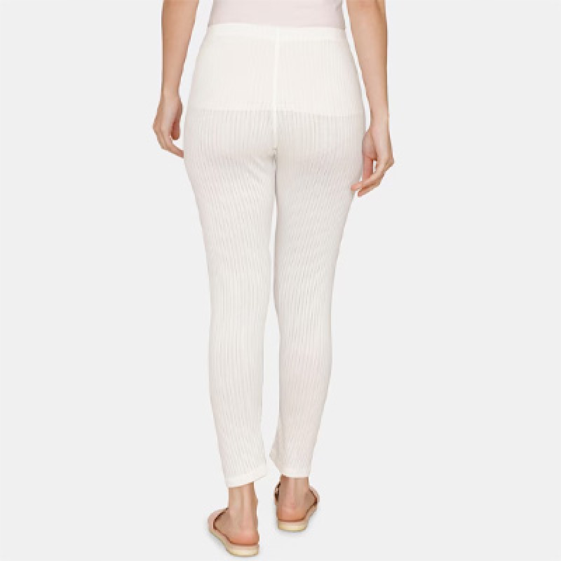 Women White Solid Thermal Bottoms