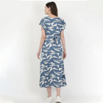 Women Blue & White Maternity Midi Dress