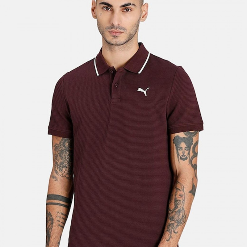 Men Maroon Polo Collar T-shirt