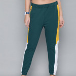 Women Green Solid Cropped Joggers With Side Panelling