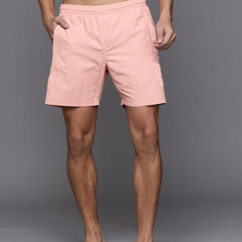 Men Pink Brand Logo Printed Swim Bottom