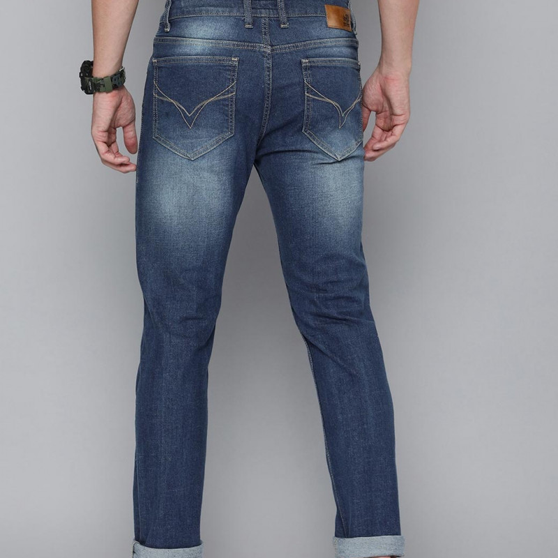 Men Blue Micheal Slim Fit Heavy Fade Stretchable Jeans